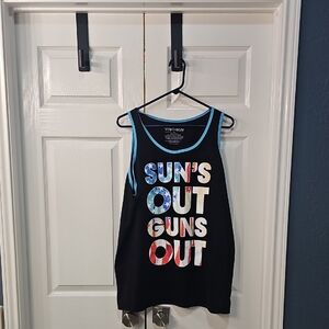 Sun's Out Guns Out Summer Party Patriotic Tank Teen Mom Merch XL